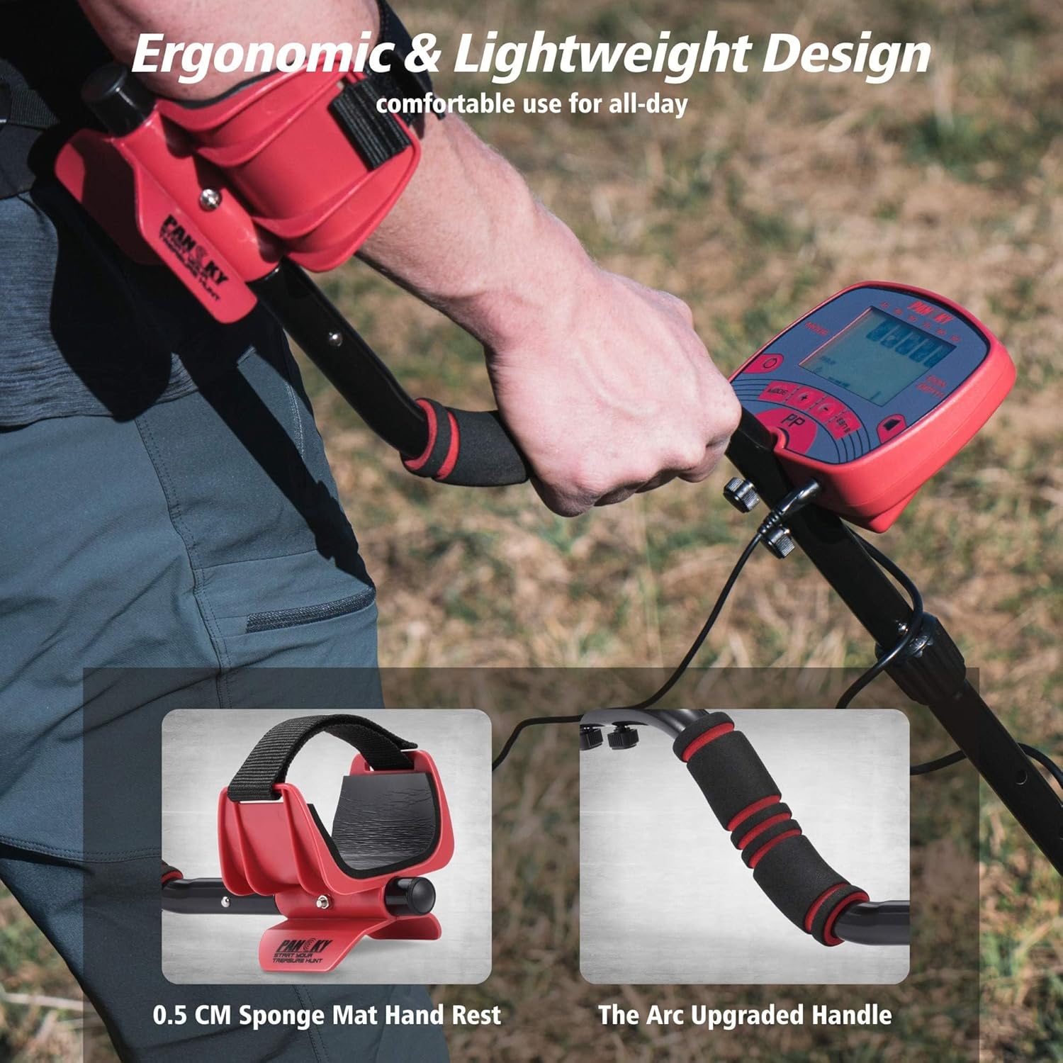 PANCKY PK0075 - Detectores de metales para adultos, impermeables, de alta precisión, con pantalla LCD, 5 modos, chip DSP avanzado bobina de 10 pulgadas, PK0075