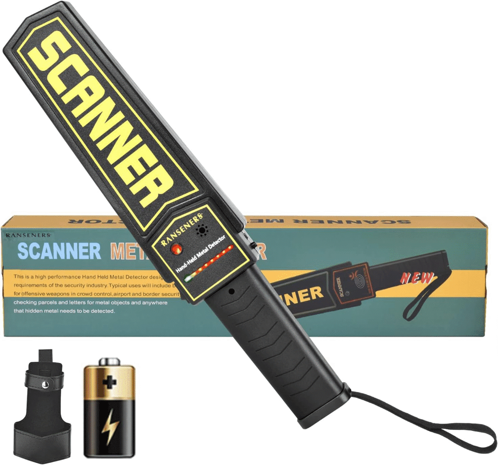RANSENERS - Varita detector de metales de mano, alta sensibilidad, funciona con pilas