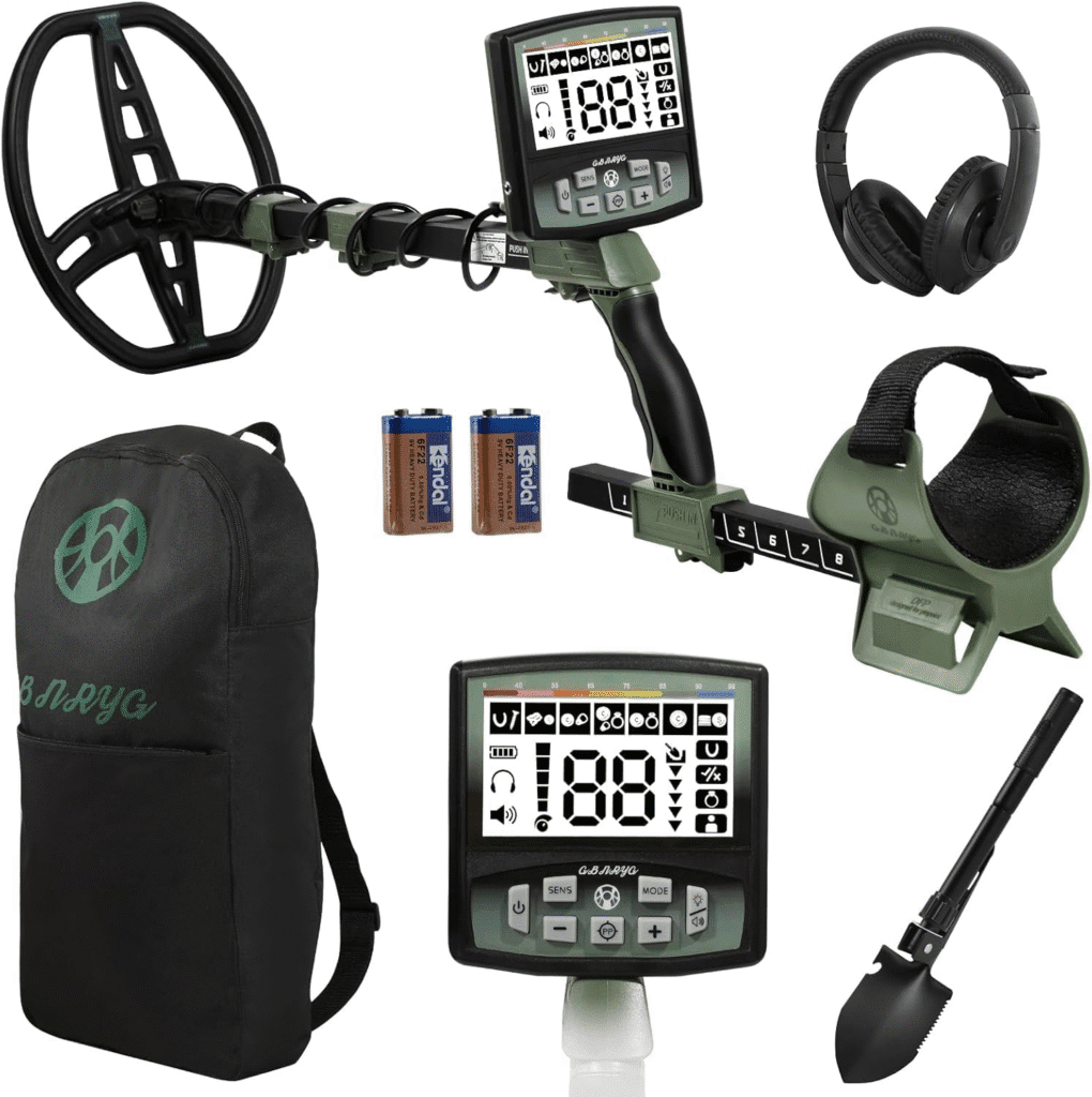 Gbnryg Detector de metales profesional para adultos, bobina de búsqueda impermeable IP68 de 12 pulgadas con retroiluminación LCD