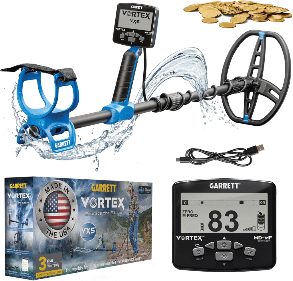 Garrett Metal Detectors Vortex VX5 - Hecho en los Estados Unidos - Detector de metales profesional para adultos - Impermeable hasta 16 pies