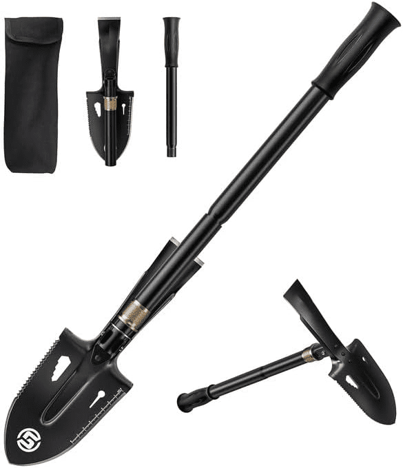 SUNPOW Palas para excavar, pala de camping, pala portátil para jardinería, excavación, detección de metales, senderismo, emergencia de coche