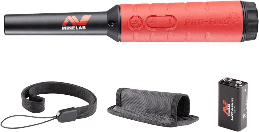 Minelab PRO-FIND 40 - Detector de metales impermeable para expertos con identificación de tono y sensibilidad ajustable (linterna incorporada, funda y cordón incluidos)