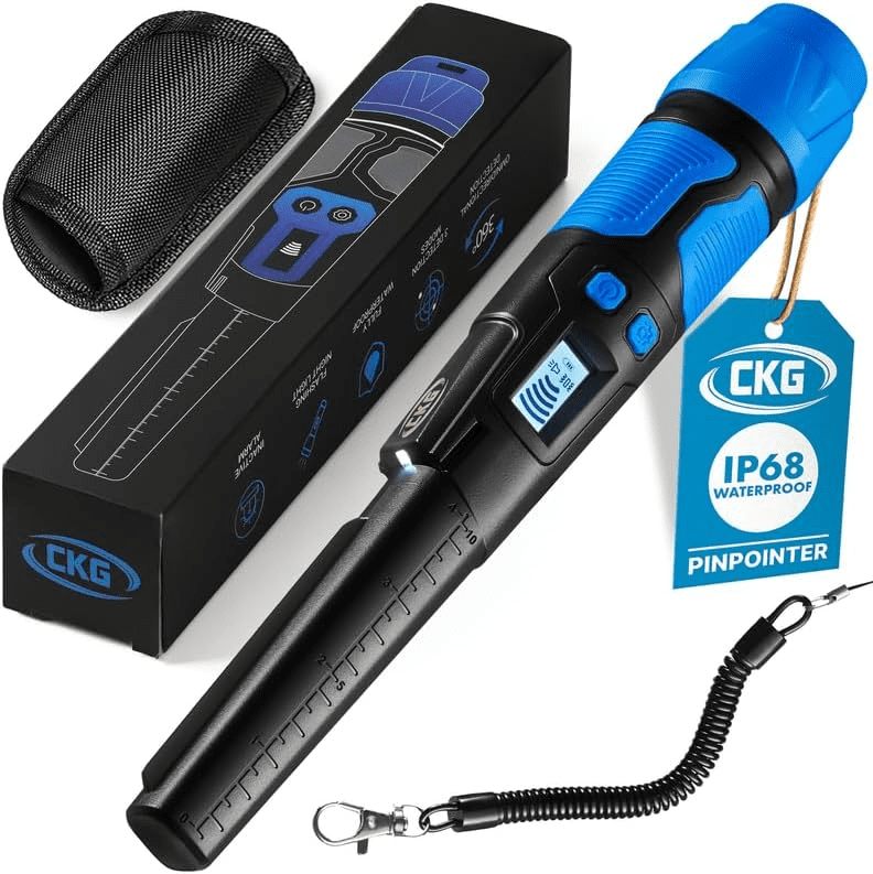 CKG Detector de metales Pinpointer detección de 360°, varita detector de metales profesional para adultos con pantalla LCD y 3 modos de alerta