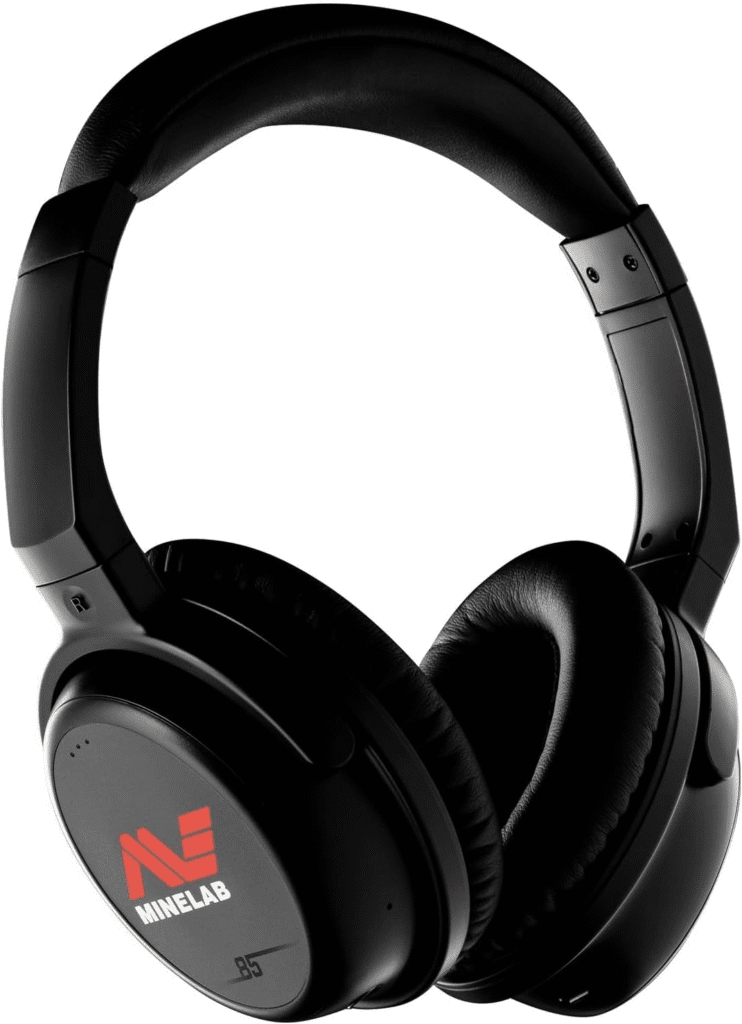 MINELAB ML85 - Auriculares inalámbricos de baja latencia para detectores de metales EQUINOX, X-TERRA y MANTICORE (cable de carga, carcasa rígida, bolsa de malla incluida)
