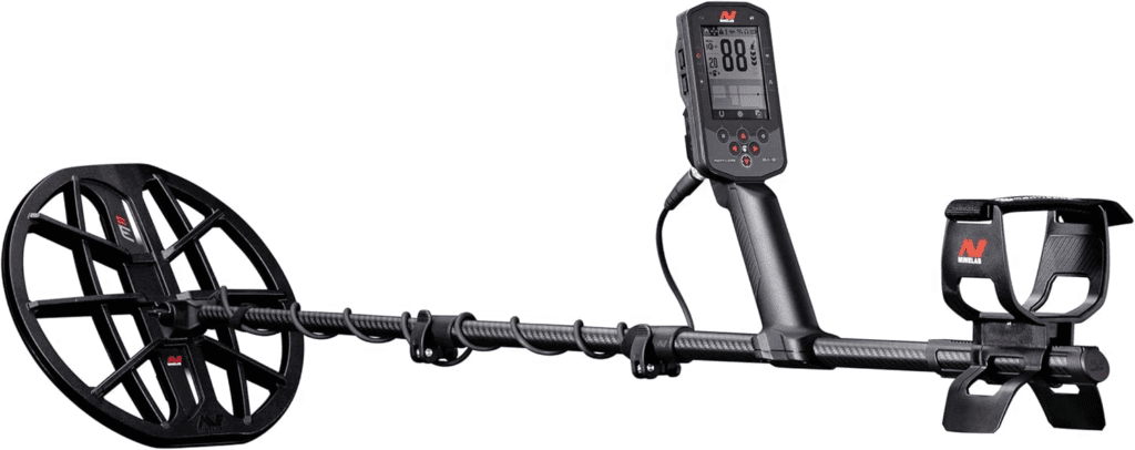 MINELAB MANTICORE - Detector de metales impermeable Multi-IQ+ de alta potencia para adultos con identificación de objetivo avanzada (bobina doble D de 11 pulgadas incluida)